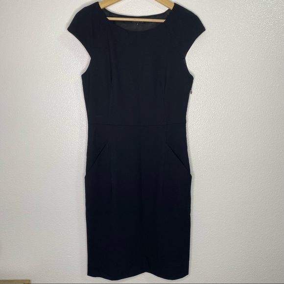 Theory Syerra Wool Blend Sheath Polished Suiting Black Dress Women's 6 - Picture 2 of 9